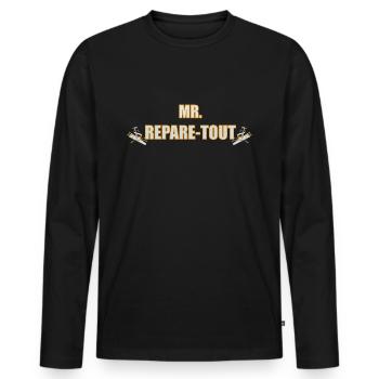 Le bricoleur ultime : Mr. REPARE TOUT - T-shirt manches longues Premium bio Homme - noir - Devant - Nico (187cm)