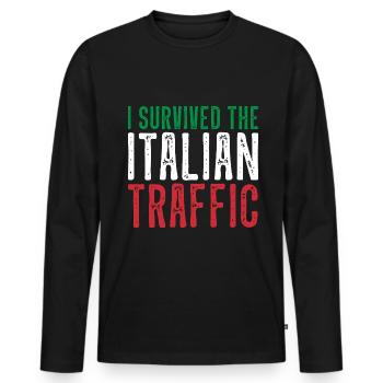 Italie Circulation Conduite Drôle - T-shirt manches longues Premium bio Homme - noir - Devant - Nico (187cm)