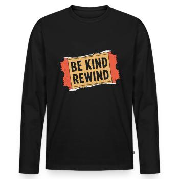 90er Jahre - Männer Premium Bio Langarmshirt - Schwarz - Vorne - Nico (187cm)