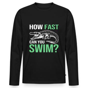 Crocodile Hunting Hunter Hunting - Men's Premium Organic Long Sleeve Shirt - black - Front - Nico (187cm)