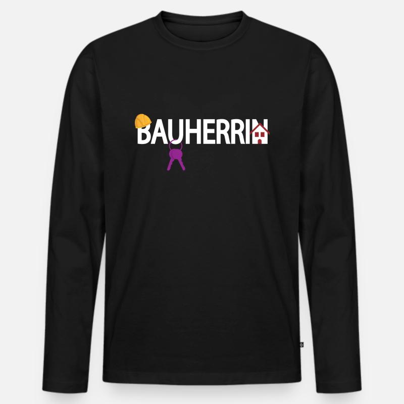 Bauherrin - Männer Premium Bio Langarmshirt - Schwarz