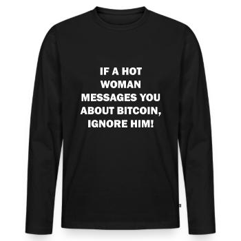 Drôle Crypto Bitcoin Dicton Cadeau - T-shirt manches longues Premium bio Homme - noir - Devant - Nico (187cm)