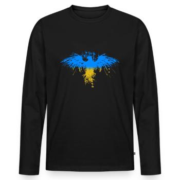 Aigle ukrainien : Soutien à la liberté en Ukraine - T-shirt manches longues Premium bio Homme - noir - Devant - Nico (187cm)