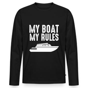 My Boat My Rules Yacht Ship Boat Quotes - T-shirt manches longues Premium bio Homme - noir - Devant - Nico (187cm)