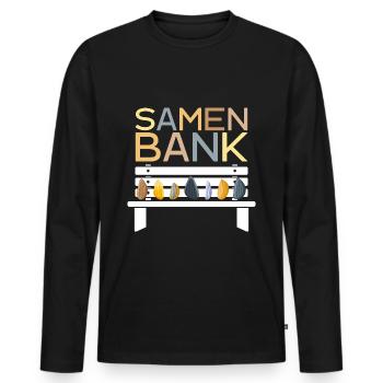 LUSTIG GARTEN GÄRTNER SAMENBANK - Männer Premium Bio Langarmshirt - Schwarz - Vorne - Nico (187cm)