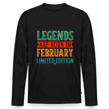 Die Legenden sind im Februar geboren Geburtstag - Männer Premium Bio Langarmshirt - Schwarz - Vorne - Nico (187cm)