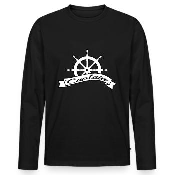 Steering Wheel Boat Sailboat Sail Boat Skipper - Men's Premium Organic Long Sleeve Shirt - black - Front - Nico (187cm)