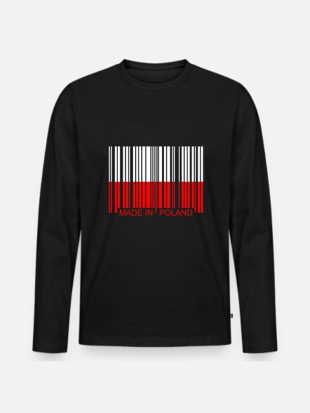 Poland Polska Polen - Männer Premium Bio Langarmshirt - Schwarz