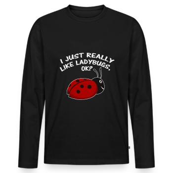Ladybug lucky lucky beetle ladybug saying - Men's Premium Organic Long Sleeve Shirt - black - Front - Nico (187cm)