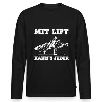 Mit Lift Kann's Jeder Skilangläufer Skater Winters - Männer Premium Bio Langarmshirt - Schwarz - Vorne - Nico (187cm)