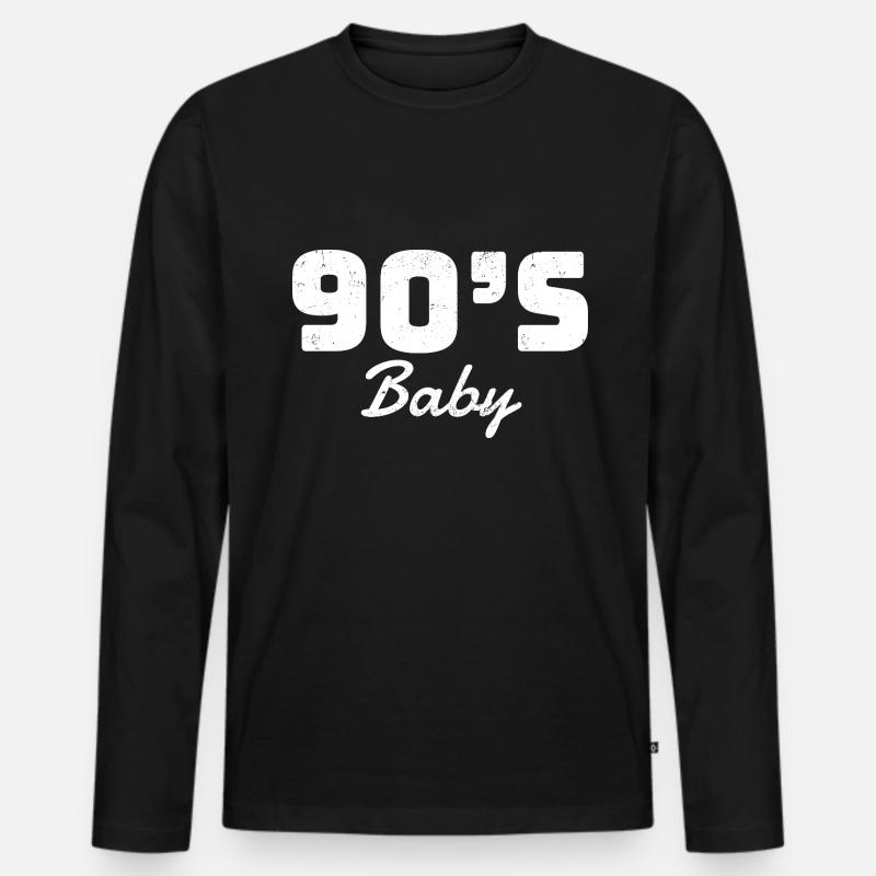 90er Jahre - Männer Premium Bio Langarmshirt - Schwarz