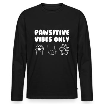 Vibes Pawsitive uniquement - T-shirt manches longues Premium bio Homme - noir - Devant - Nico (187cm)