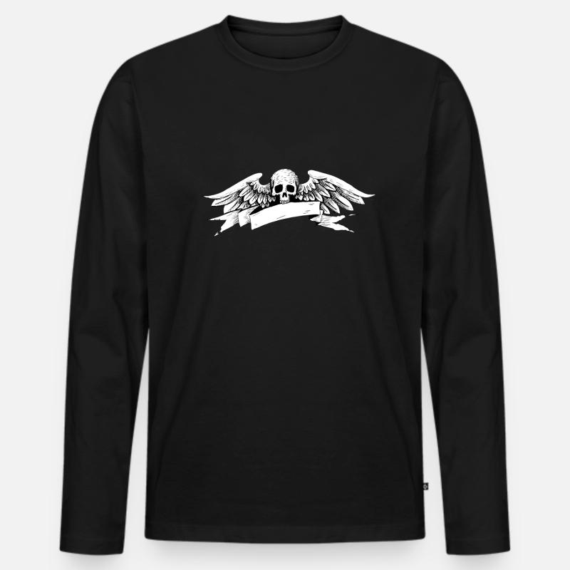 Skull - Männer Premium Bio Langarmshirt - Schwarz
