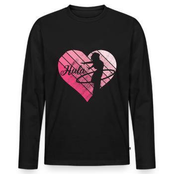 Hula Hupp vintage retro coeur Huller Hoop - T-shirt manches longues Premium bio Homme - noir - Devant - Nico (187cm)