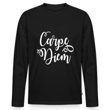 Carpe Diem Saying - T-shirt manches longues Premium bio Homme - noir - Devant - Nico (187cm)