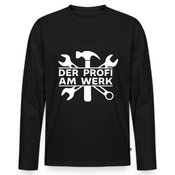 Der Profi ist am Werk lustige Handwerker Sprüche - Männer Premium Bio Langarmshirt - Schwarz - Vorne - Nico (187cm)