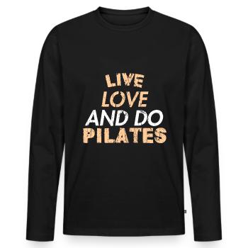 LIVE LOVE AND DO PILATES - Männer Premium Bio Langarmshirt - Schwarz - Vorne - Nico (187cm)