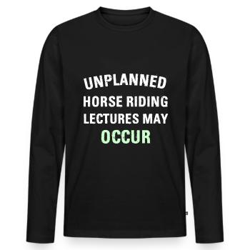 DES CONFÉRENCES D’ÉQUITATION IMPRÉVUES PEUVENT AVOIR LIEU - T-shirt manches longues Premium bio Homme - noir - Devant - Nico (187cm)