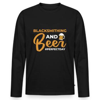 Blacksmithing and Beer perfectday Schmiedekunst - Männer Premium Bio Langarmshirt - Schwarz - Vorne - Nico (187cm)