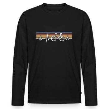 RETRO HERZSCHLAG RADFAHRER RENNRAD RADFAHREN - Männer Premium Bio Langarmshirt - Schwarz - Vorne - Nico (187cm)