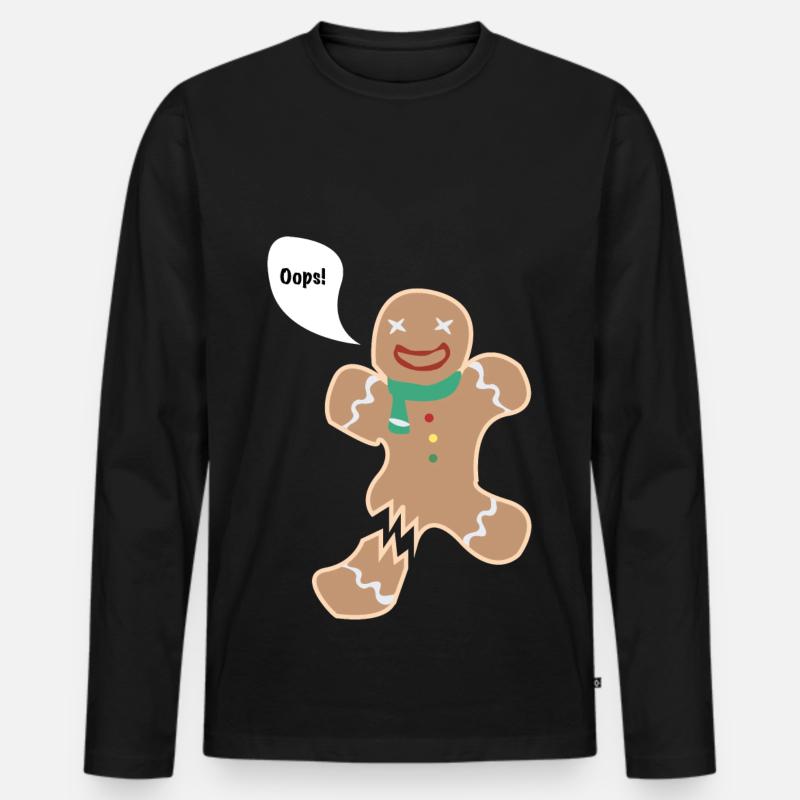 Lebkuchenmann - Bein gebrochen. - Männer Premium Bio Langarmshirt - Schwarz