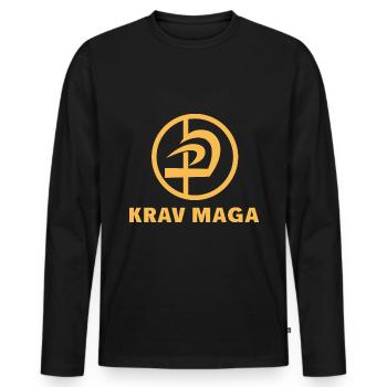 Krav Maga Self-Defense - Men's Premium Organic Long Sleeve Shirt - black - Front - Nico (187cm)
