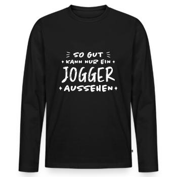 Jogger Laufen Lustiger Spruch Joggen Geschenk - Männer Premium Bio Langarmshirt - Schwarz - Vorne - Nico (187cm)