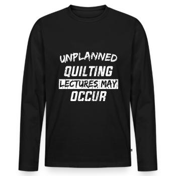 DES CONFÉRENCES IMPRÉVUES SUR LA COURTEPOINTE PEUVENT AVOIR LIEU - T-shirt manches longues Premium bio Homme - noir - Devant - Nico (187cm)