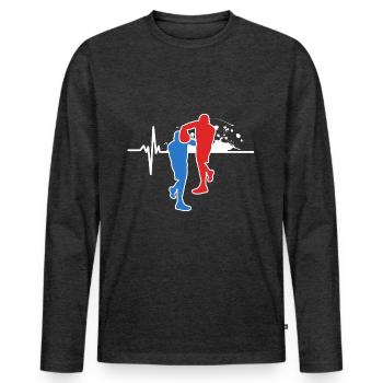 Boxing Boxer Geschenk für die Boxer - Männer Premium Bio Langarmshirt - Anthrazit meliert - Vorne - Nico (187cm)