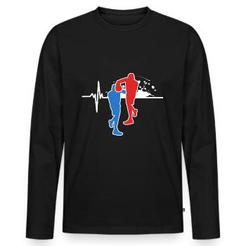 Boxe Boxeur Cadeau pour le Boxeurs - T-shirt manches longues Premium bio Homme - noir - Devant - Nico (187cm)