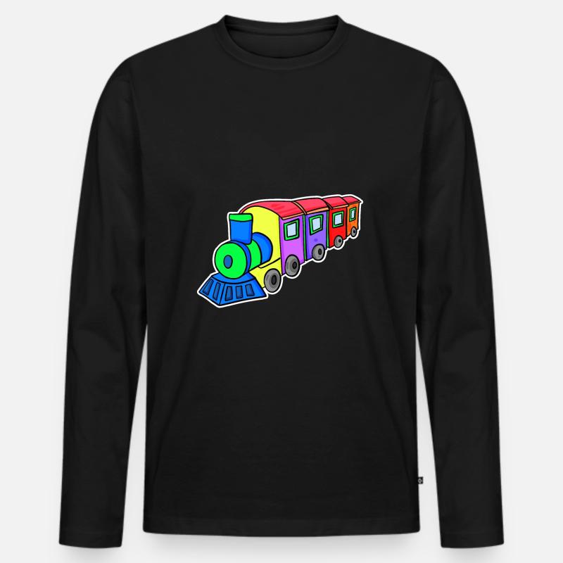 Eisenbahn Dampflok Kinder - Männer Premium Bio Langarmshirt - Schwarz