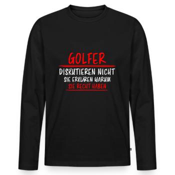 Golfer Hobby Golf Lustiger Spruch Spieler Geschenk - Männer Premium Bio Langarmshirt - Schwarz - Vorne - Nico (187cm)