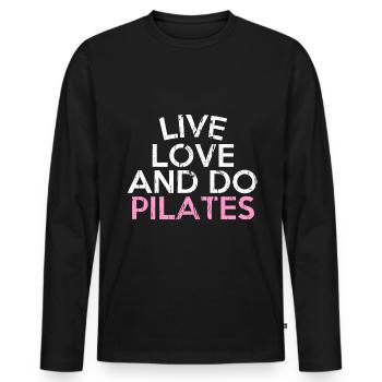 LIVE LOVE AND DO PILATES - Men's Premium Organic Long Sleeve Shirt - black - Front - Nico (187cm)