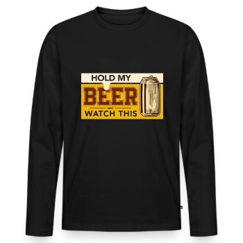 Hold my Beer - Bier Laune - Männer Premium Bio Langarmshirt - Schwarz - Vorne - Nico (187cm)