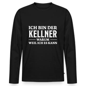 Kellner Spruch Restaurant Lustige Kellner Geschenk - Männer Premium Bio Langarmshirt - Schwarz - Vorne - Nico (187cm)