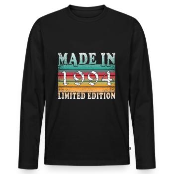 Construit en 1994 cadeau d’anniversaire Vintage - T-shirt manches longues Premium bio Homme - noir - Devant - Nico (187cm)