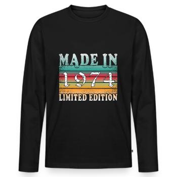 Construit en 1974 cadeau d’anniversaire Vintage - T-shirt manches longues Premium bio Homme - noir - Devant - Nico (187cm)