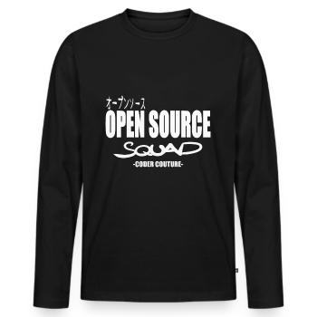 LUZILLION CODER COUTURE, OPEN SOURCE SUPPORTER - Männer Premium Bio Langarmshirt - Schwarz - Vorne - Nico (187cm)