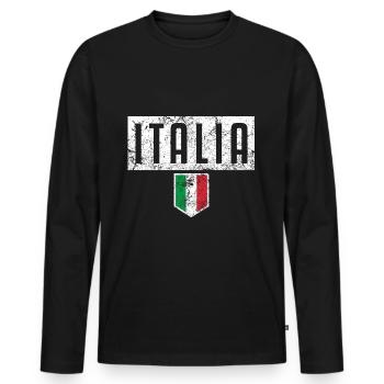 Italian flag heart love Italy - Men's Premium Organic Long Sleeve Shirt - black - Front - Nico (187cm)