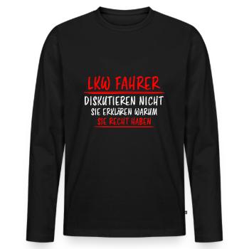 LKW Fahrer Lustige Spruch Lastkraftwagen Geschenk - Männer Premium Bio Langarmshirt - Schwarz - Vorne - Nico (187cm)