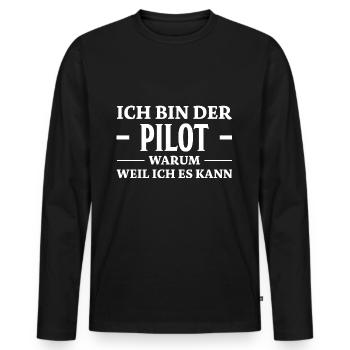 Pilot Spruch Flugsport Lustiges Piloten Geschenk - Männer Premium Bio Langarmshirt - Schwarz - Vorne - Nico (187cm)
