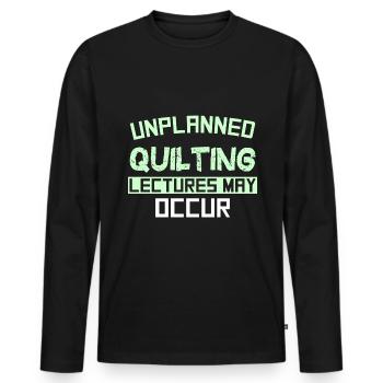 DES CONFÉRENCES IMPRÉVUES SUR LA COURTEPOINTE PEUVENT AVOIR LIEU - T-shirt manches longues Premium bio Homme - noir - Devant - Nico (187cm)
