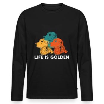 Life Is Golden Retriever Funny - T-shirt manches longues Premium bio Homme - noir - Devant - Nico (187cm)