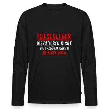 Fliesenleger Lustig Spruch Job Bodenleger Geschenk - Männer Premium Bio Langarmshirt - Schwarz - Vorne - Nico (187cm)