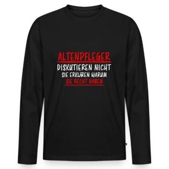 Altenpfleger Beruf Lustiger Spruch Pflege Geschenk - Männer Premium Bio Langarmshirt - Schwarz - Vorne - Nico (187cm)