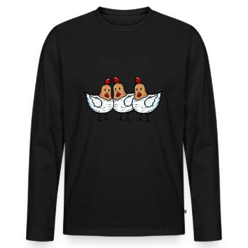 3 chicken chicken gear - Men's Premium Organic Long Sleeve Shirt - black - Front - Nico (187cm)