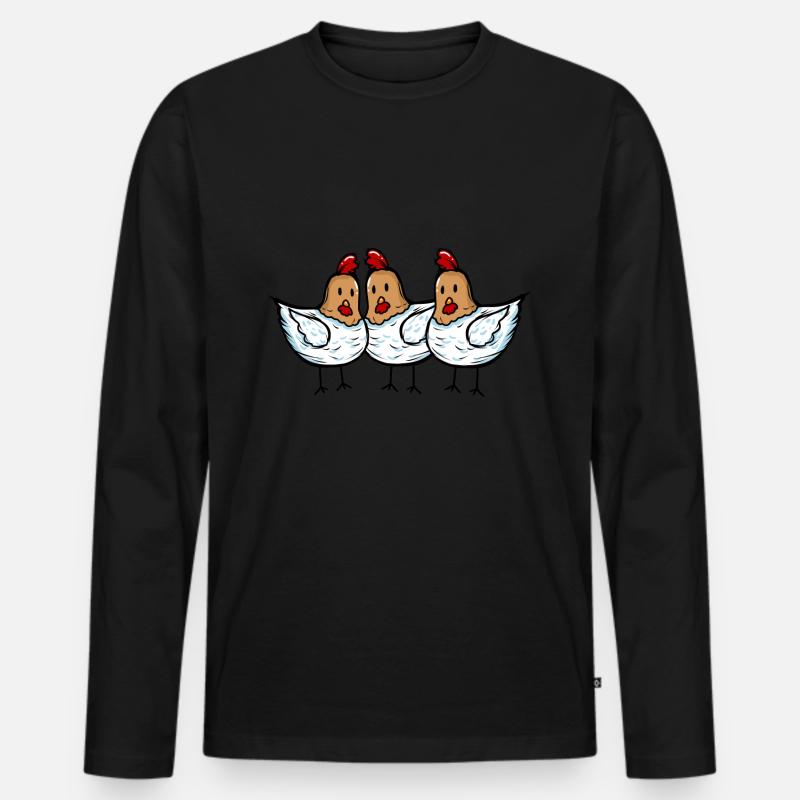 3 chicken Hühner Gang - Männer Premium Bio Langarmshirt - Schwarz
