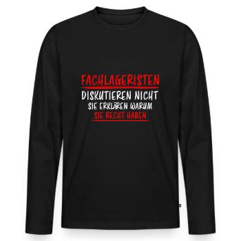 Fachlagerist Stablerfahrer Lustige Spruch Geschenk - Männer Premium Bio Langarmshirt - Schwarz - Vorne - Nico (187cm)