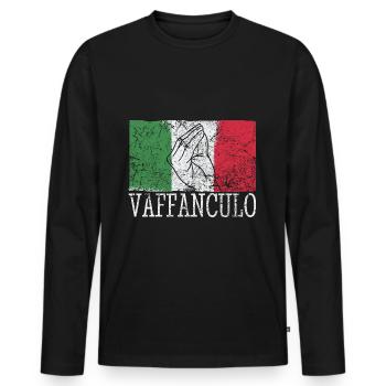 Funny Italian Italy Vaffanculo hand gesture - Men's Premium Organic Long Sleeve Shirt - black - Front - Nico (187cm)