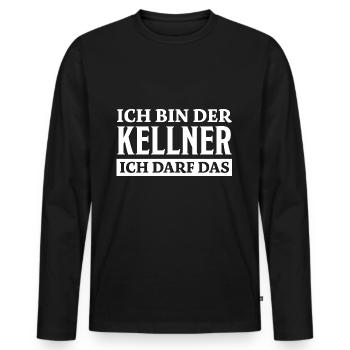 Kellner Spruch Restaurant Lustige Kellner Geschenk - Männer Premium Bio Langarmshirt - Schwarz - Vorne - Nico (187cm)